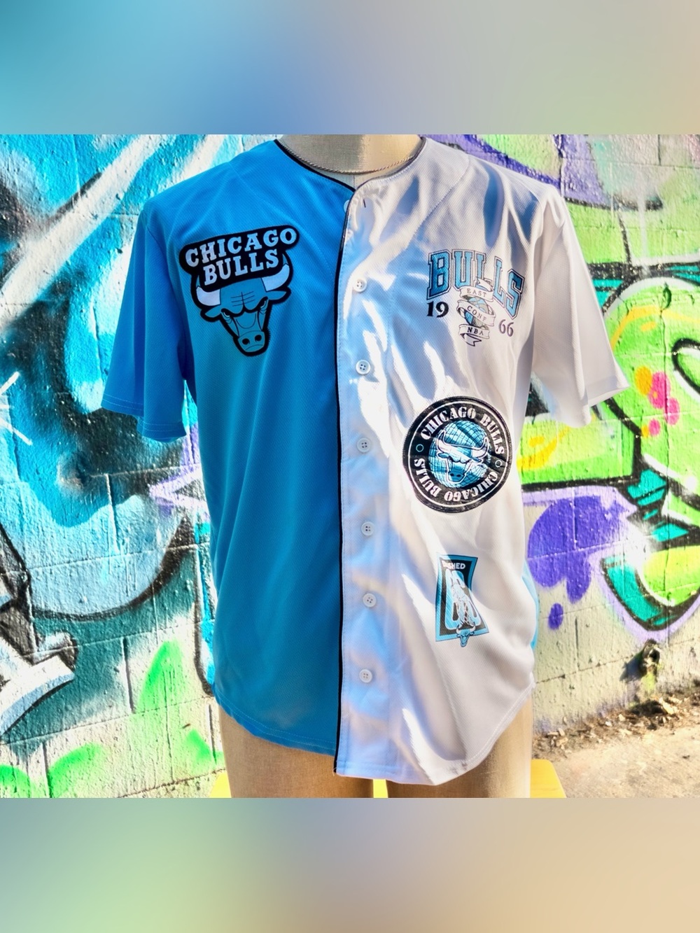 CHICAGO BULLS Vintage Baseball Jersey size Medium | Blue/White (two tone)